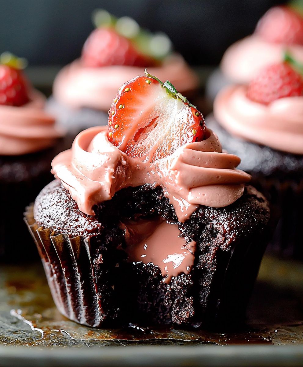 Nutella Strawberry Chocolate Cupcakes
