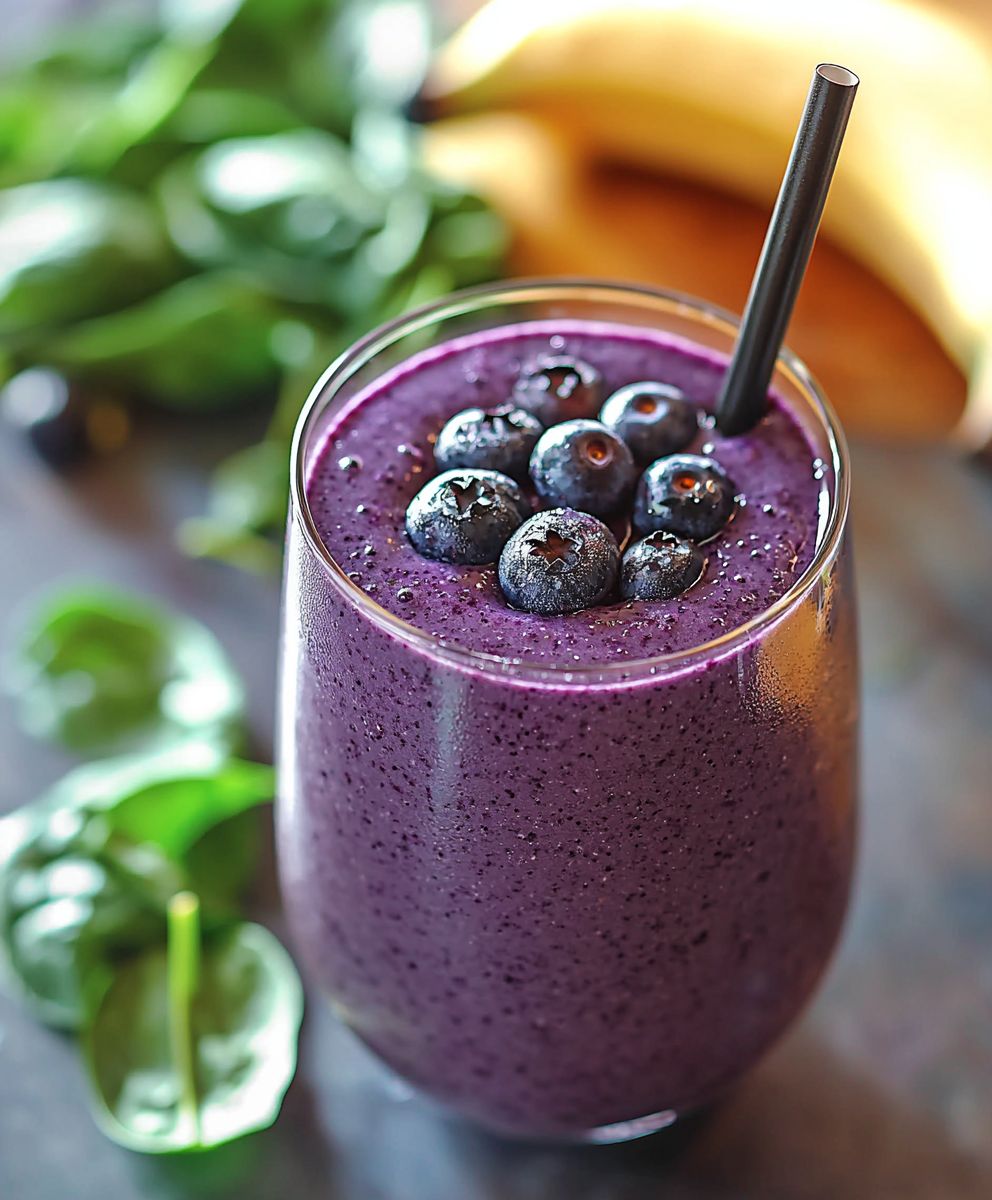Blueberry banana spinach smoothie