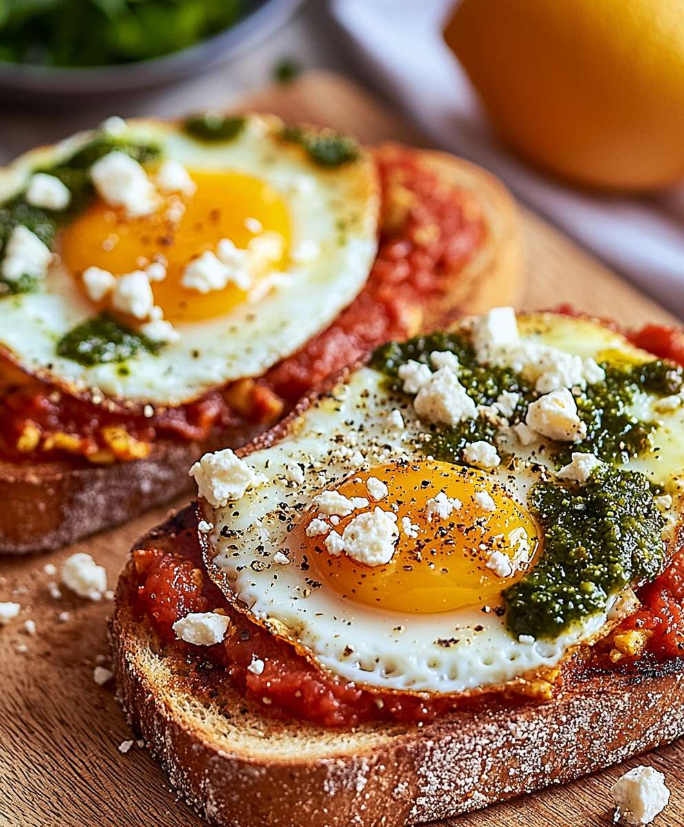 Shakshouka Toast Feta Eggs
