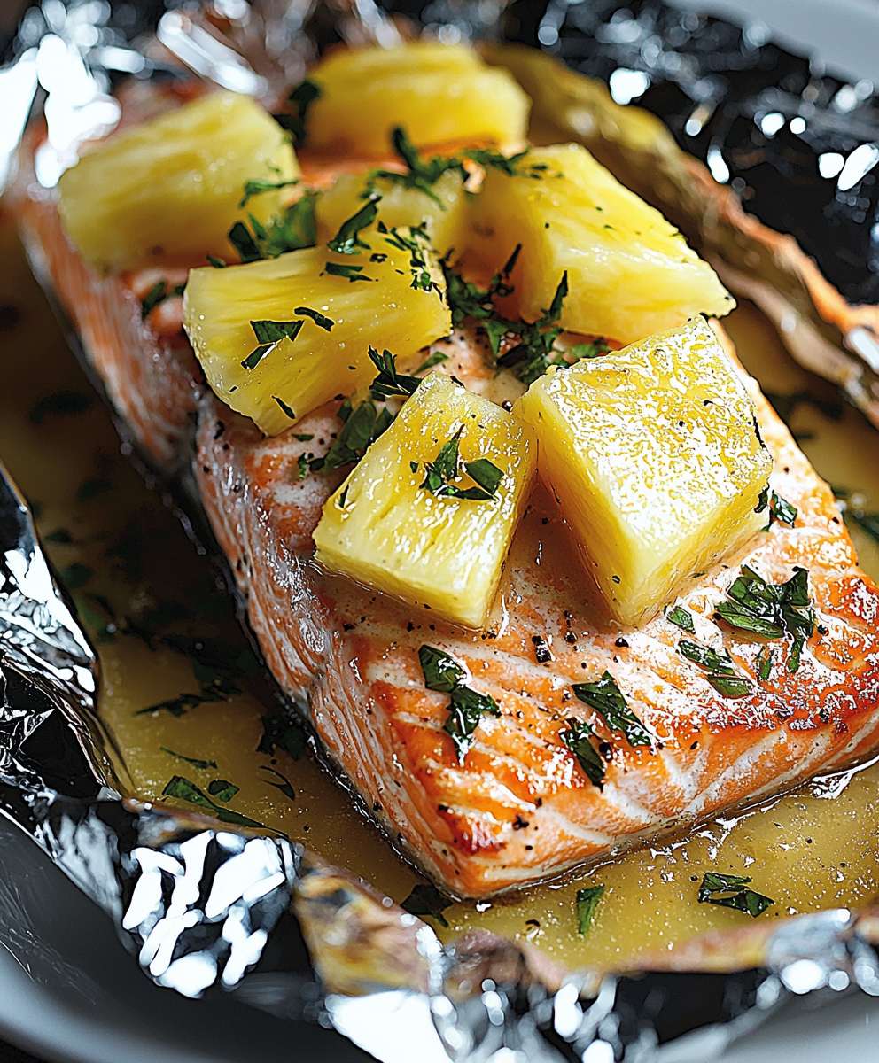 Salmon foil packets pineapple