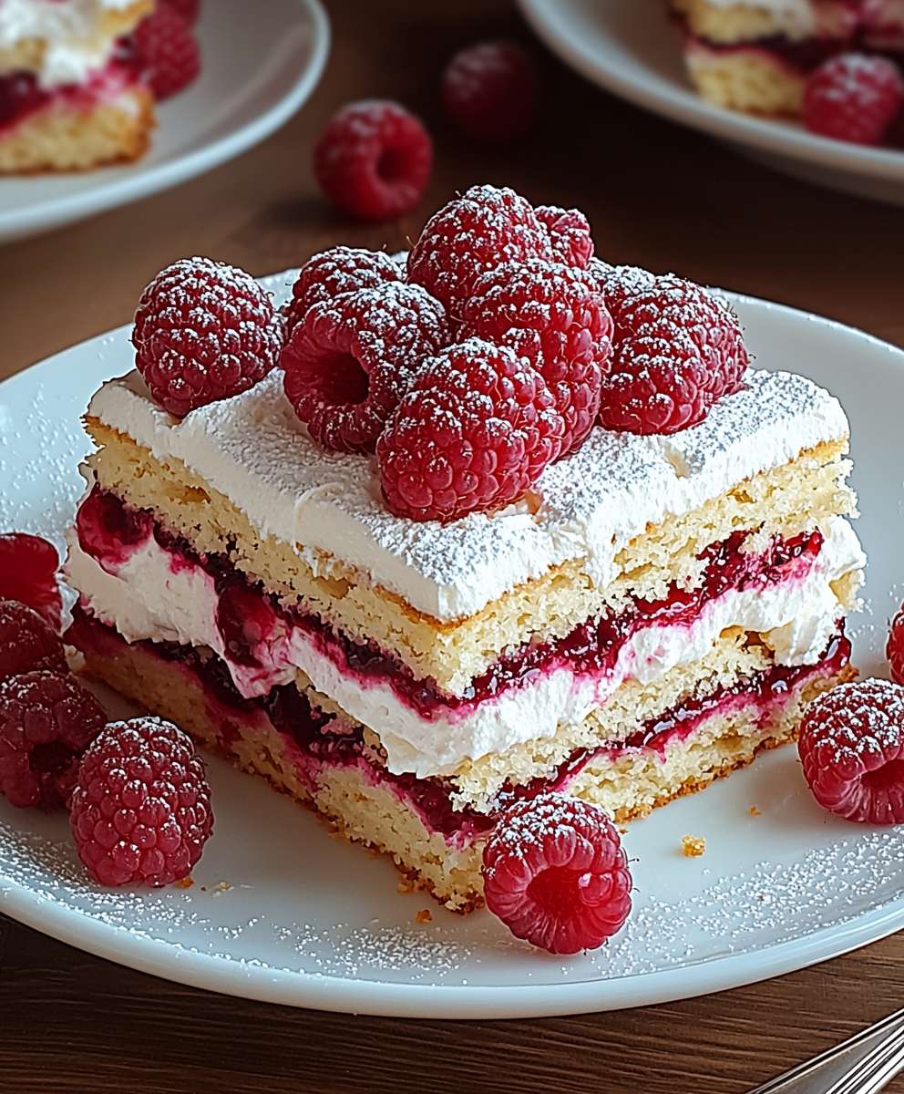 Raspberry pudding biscuit cake