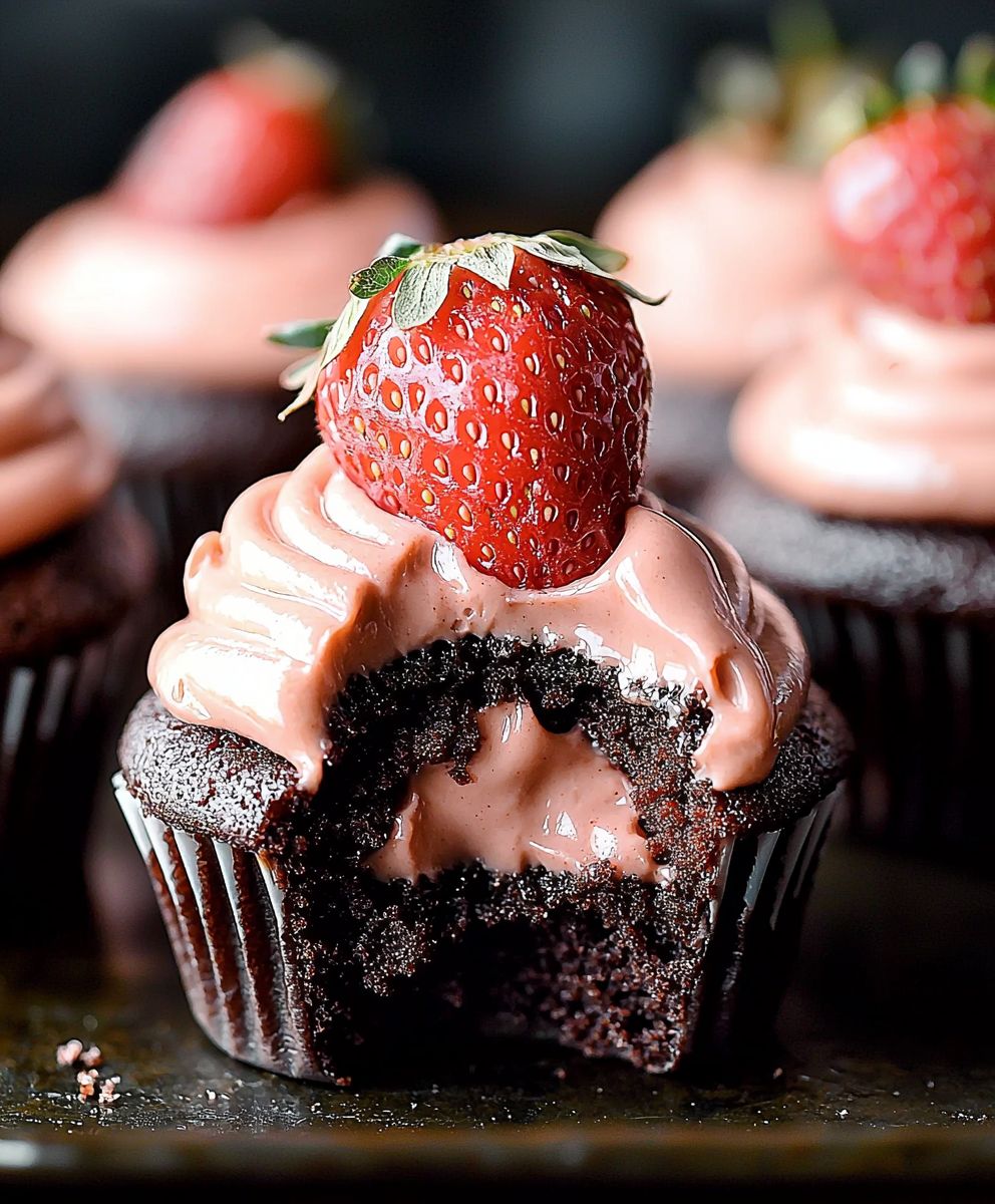 Nutella Strawberry Chocolate Cupcakes