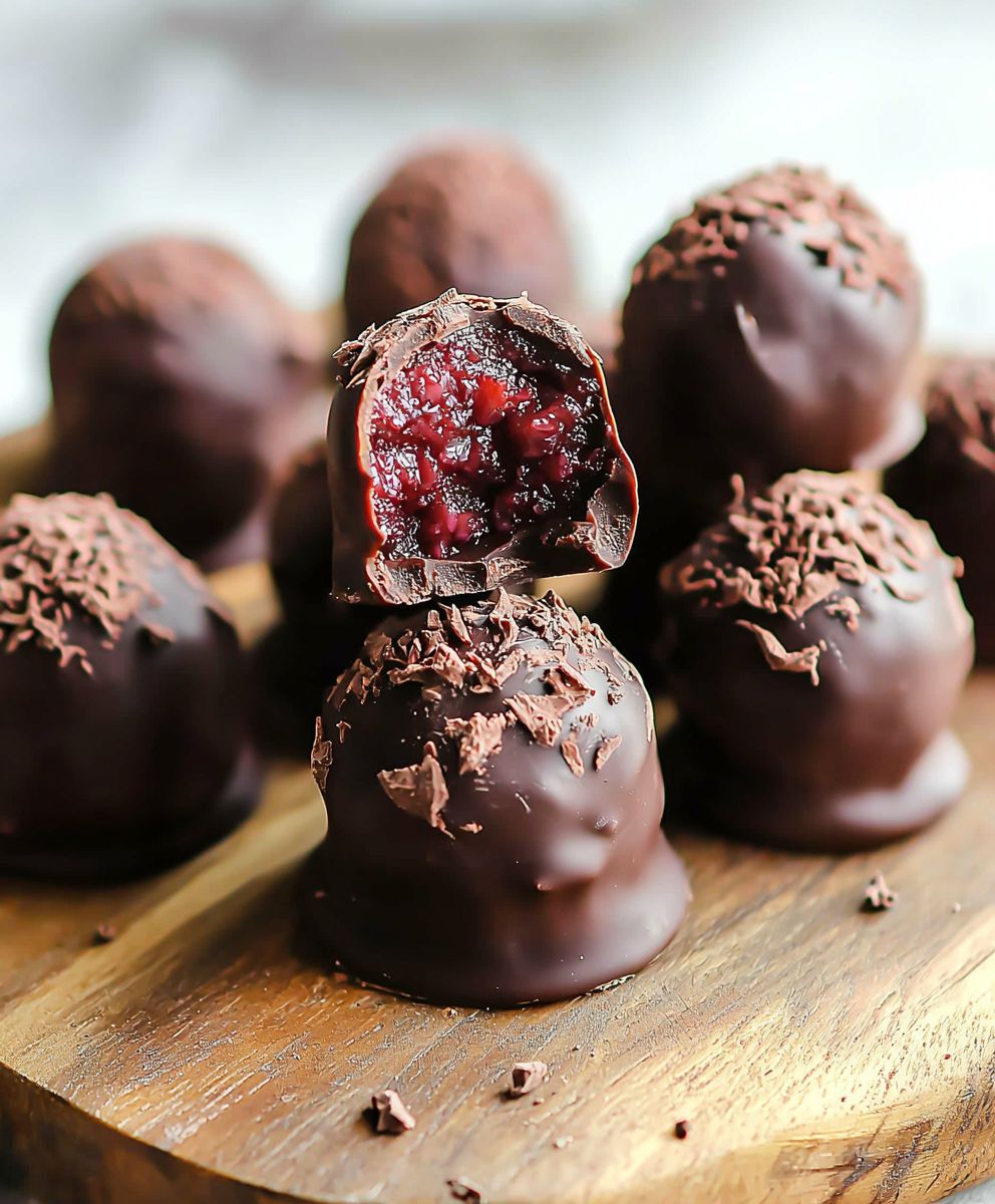 Vegan chocolate cherry truffles