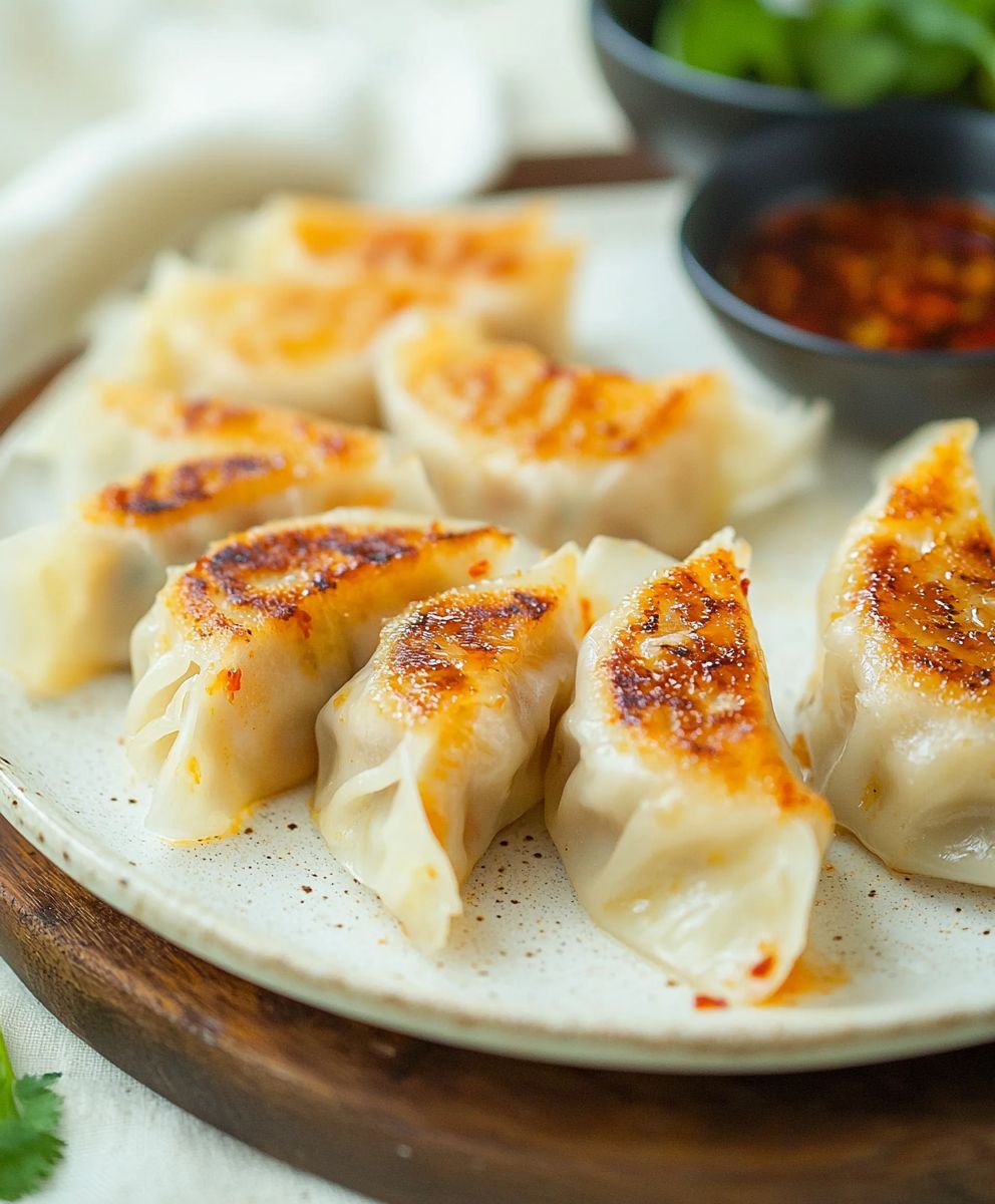 Golden Kimchi Gyoza Dumplings