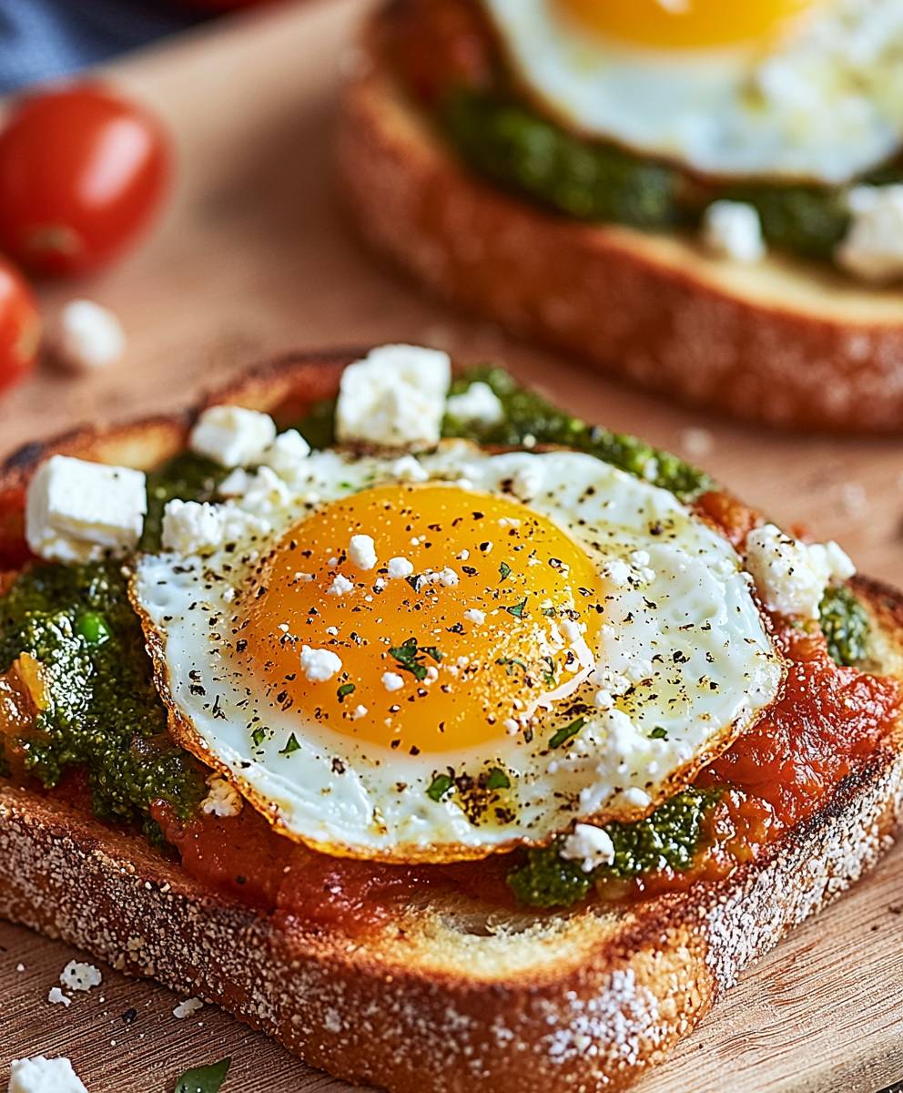 Shakshouka Toast Feta Eggs