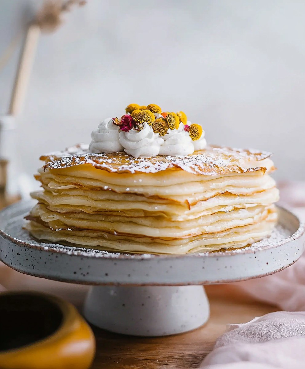 Honey Chamomile Crêpe Cake