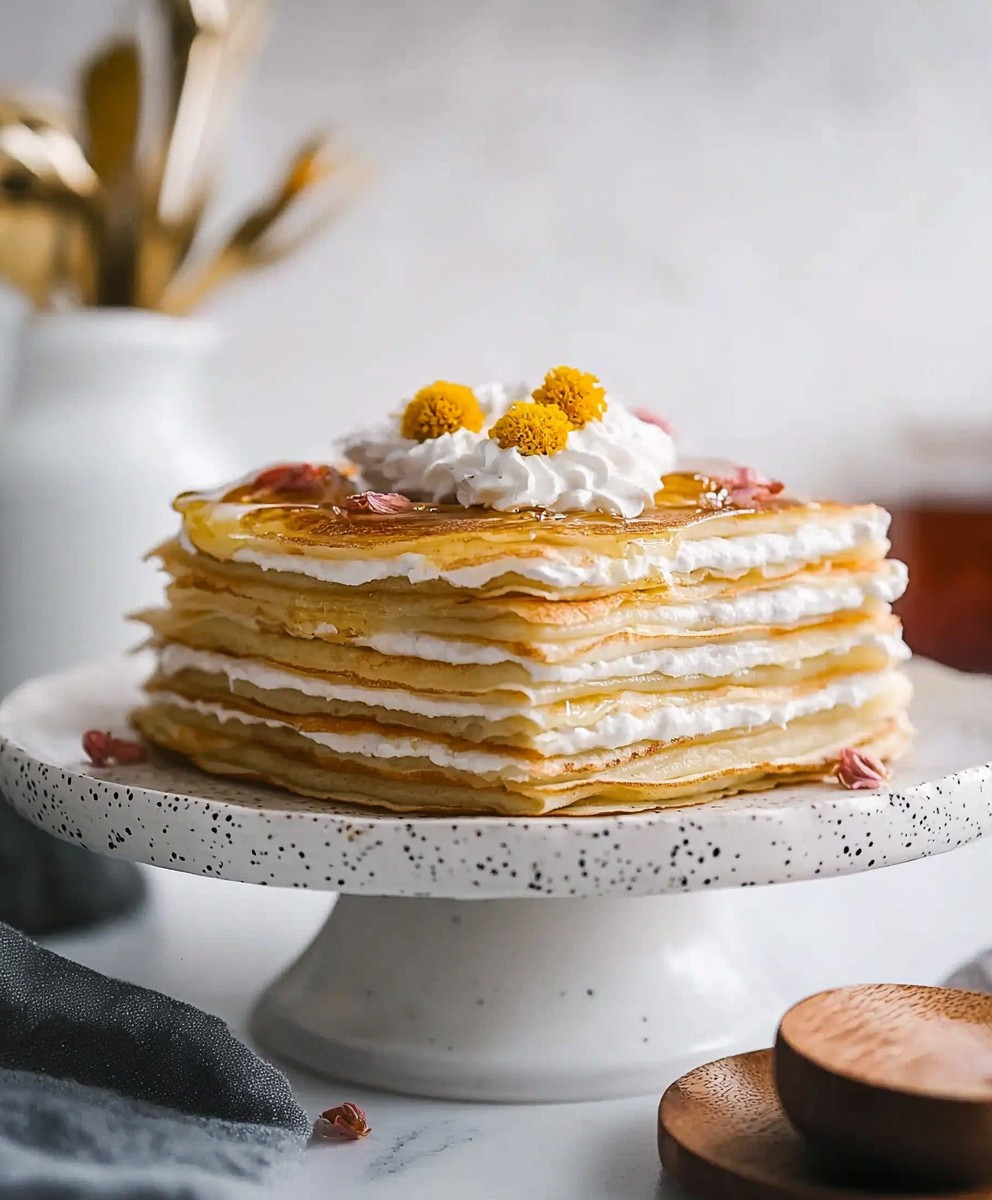 Honey Chamomile Crêpe Cake