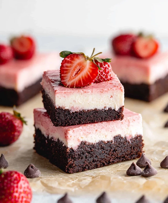No-Bake Strawberry Cheesecake Brownies