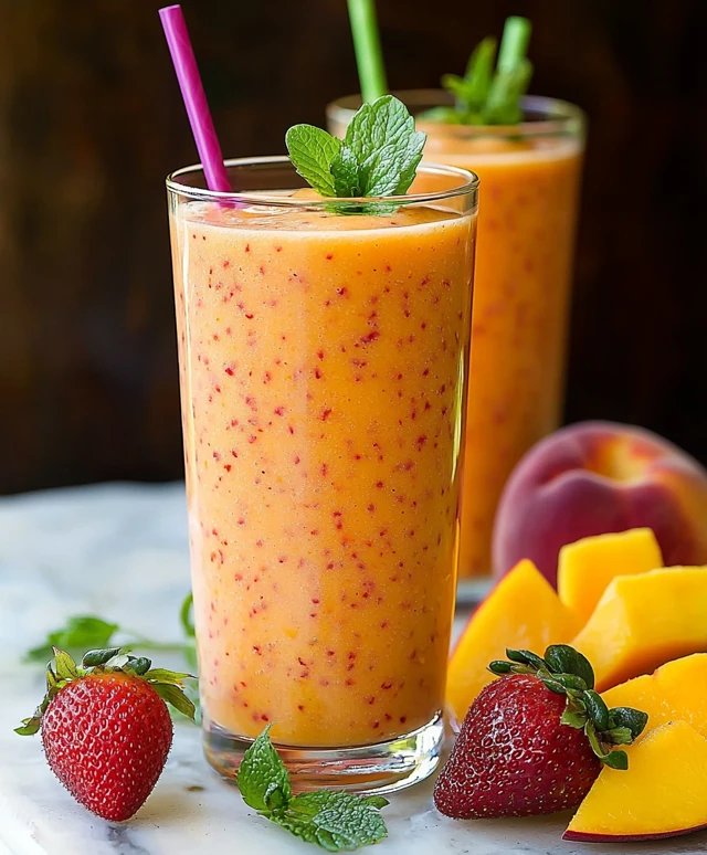 Mango Peach Strawberry Smoothie