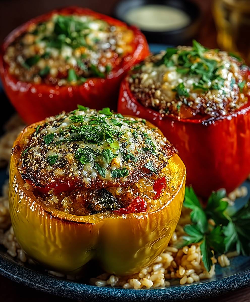 Stuffed peppers vegetarian rice