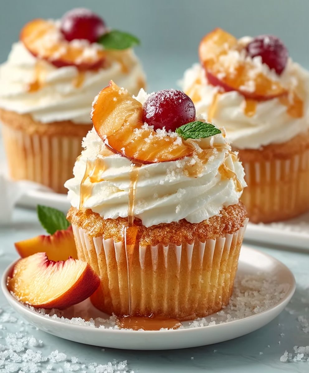 Honey peach cream cheese cupcakes