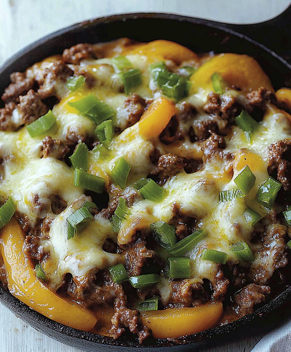 Philly cheese beef skillet