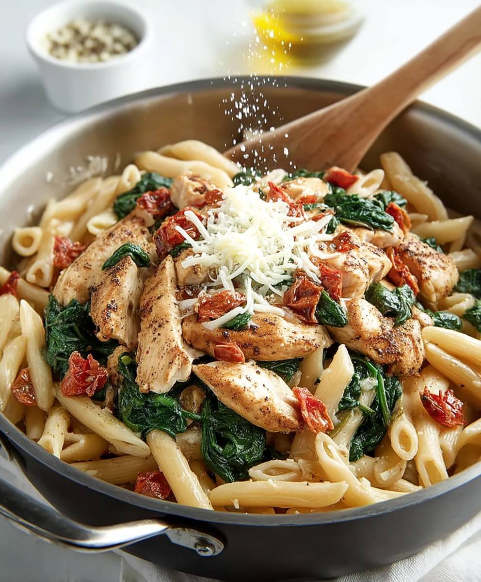 Chicken spinach skillet pasta