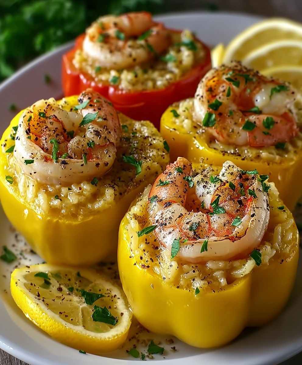 Stuffed bell peppers seafood