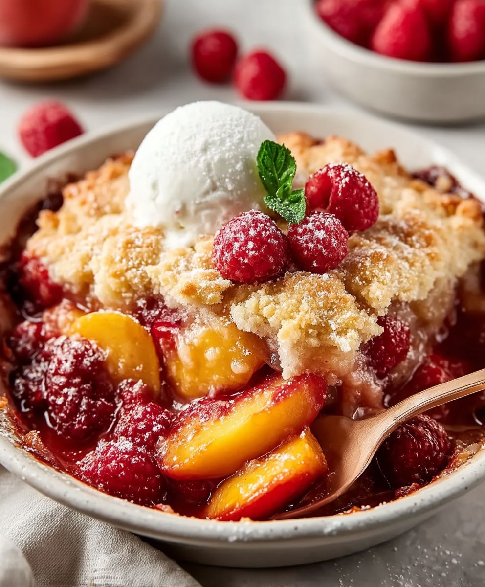 Peach Raspberry Cobbler