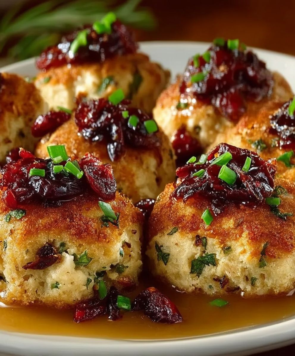 Cranberry turkey stuffing balls