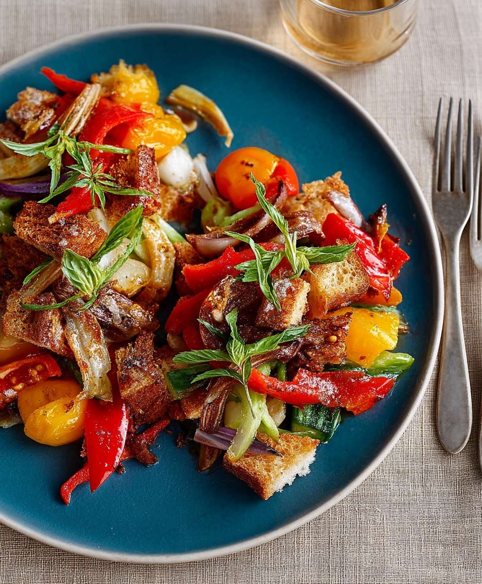Healthy panzanella salad