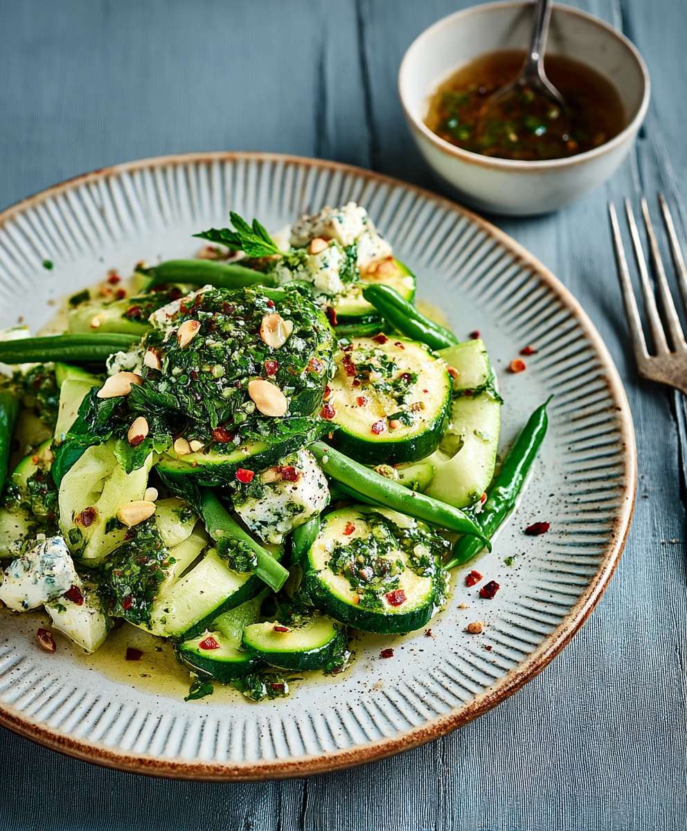 Courgette chimichurri salad