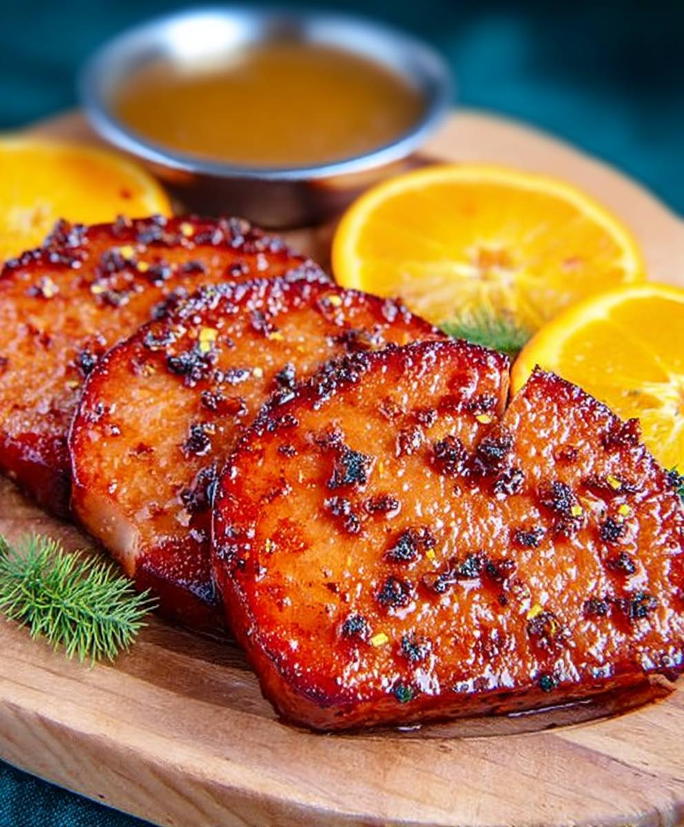 Citrus glazed ham steaks
