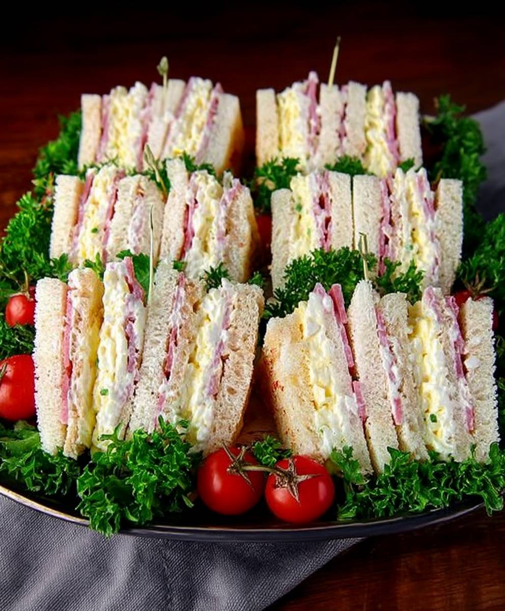 Ham and egg salad sandwiches