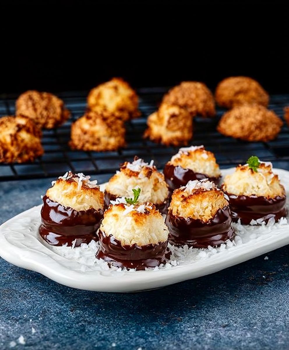 Chocolate Dipped Coconut Macaroons