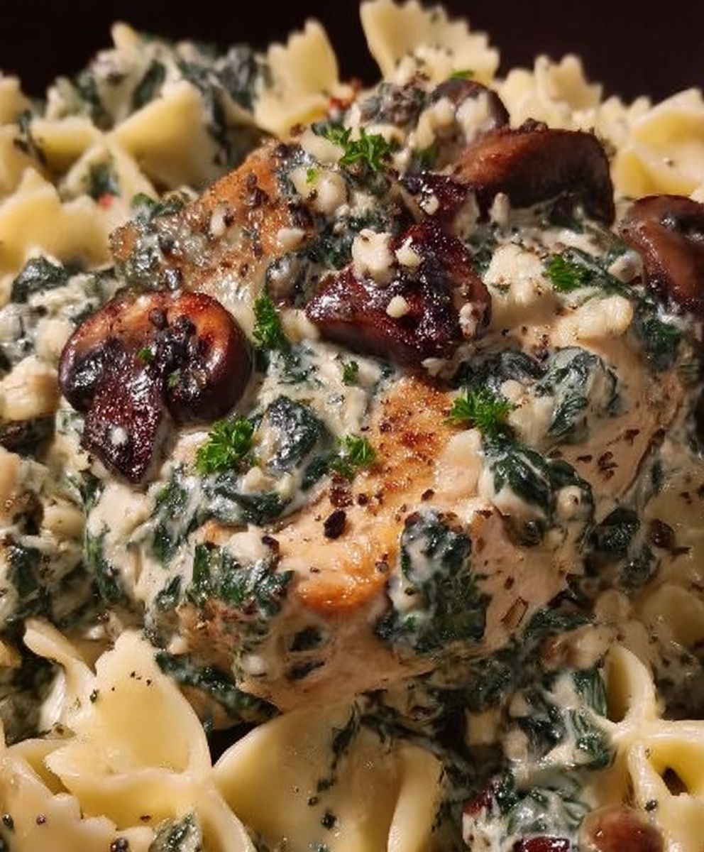 Chicken mushroom spinach skillet