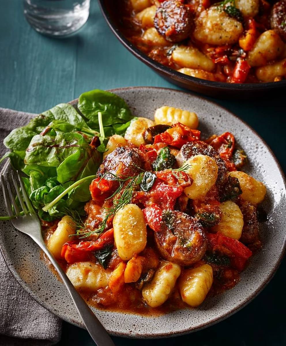 Mediterranean gnocchi sausage bake