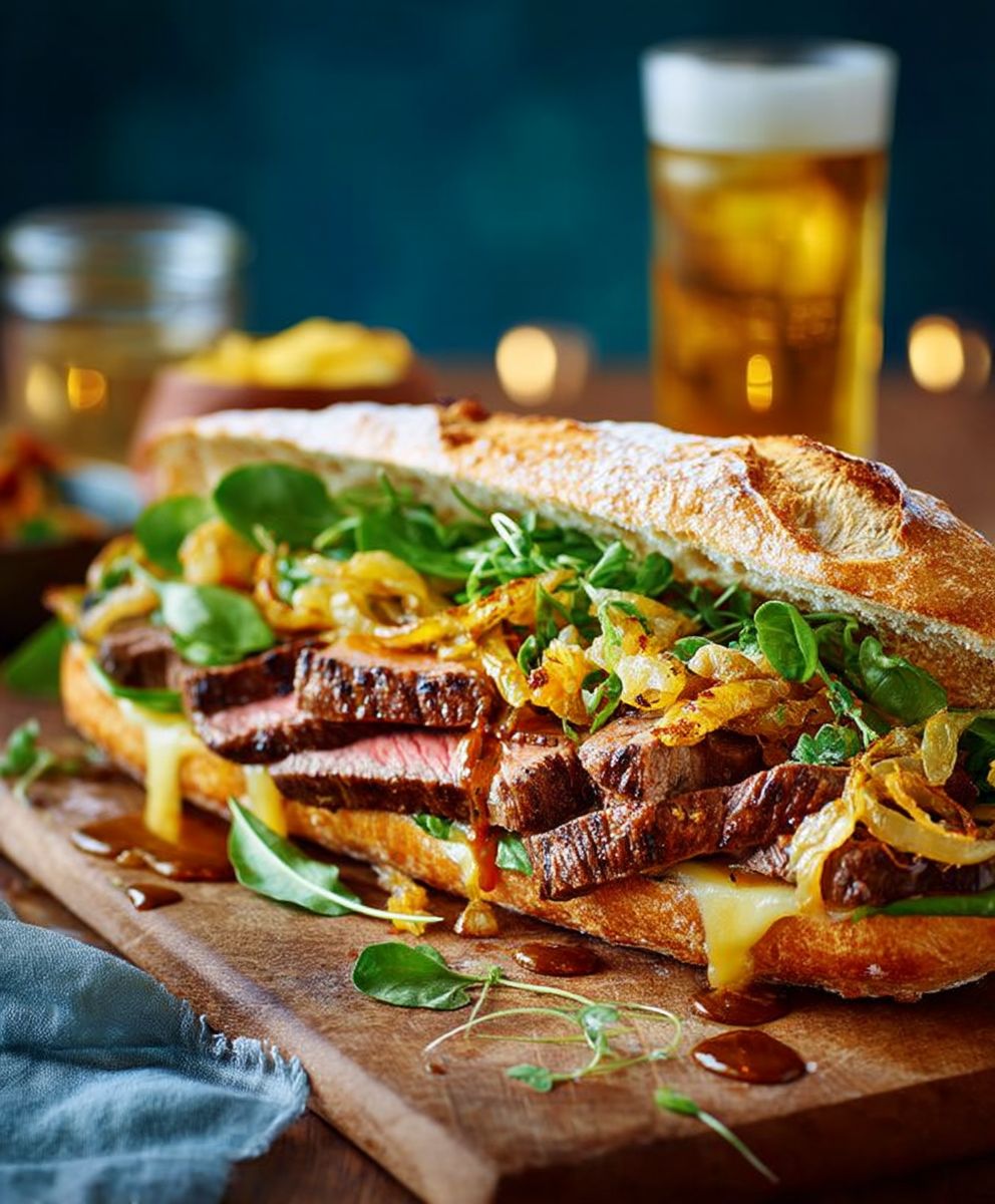 Steak Sarnie with Beer Onions