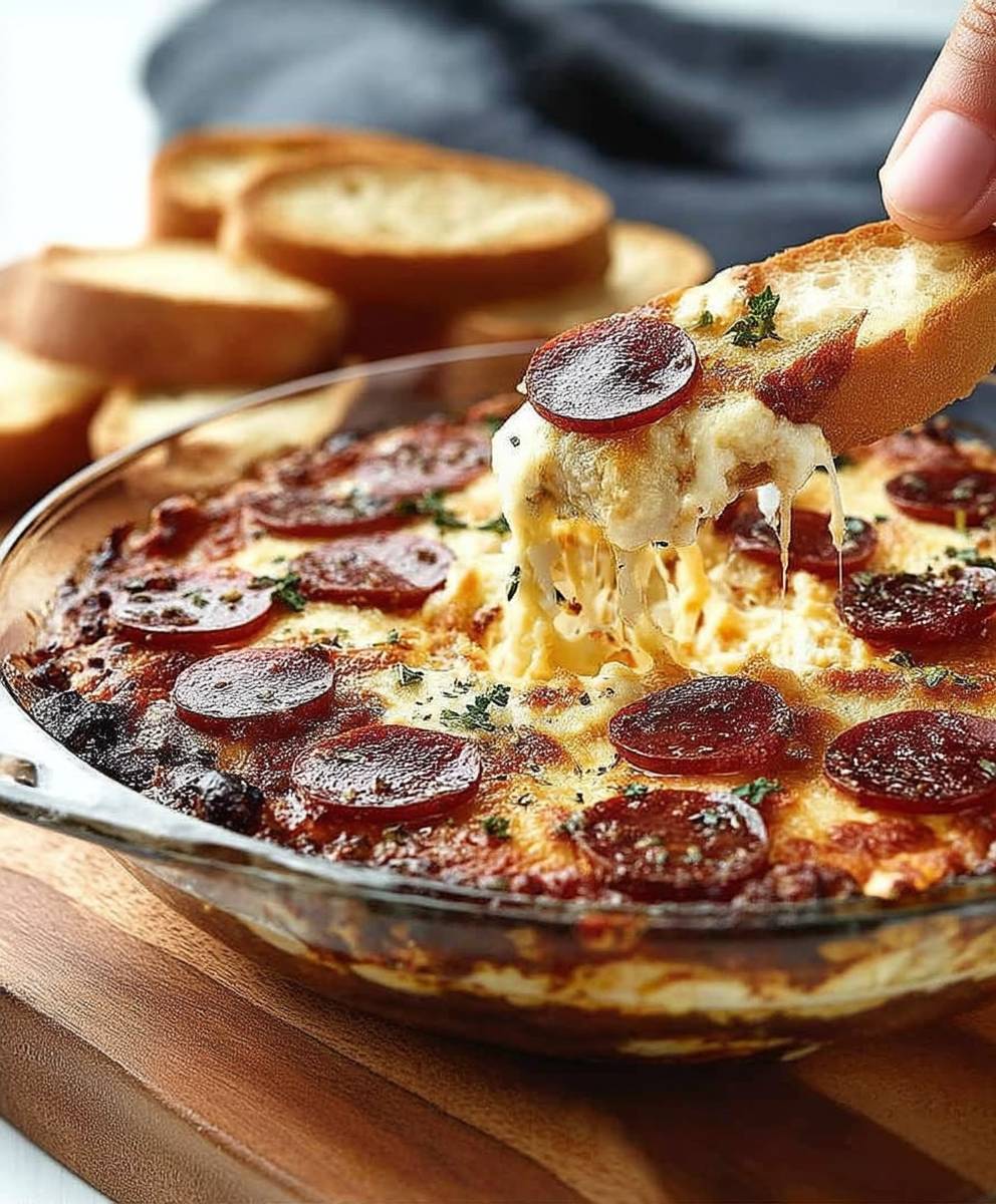 Mushroom Pepperoni Pizza Dip