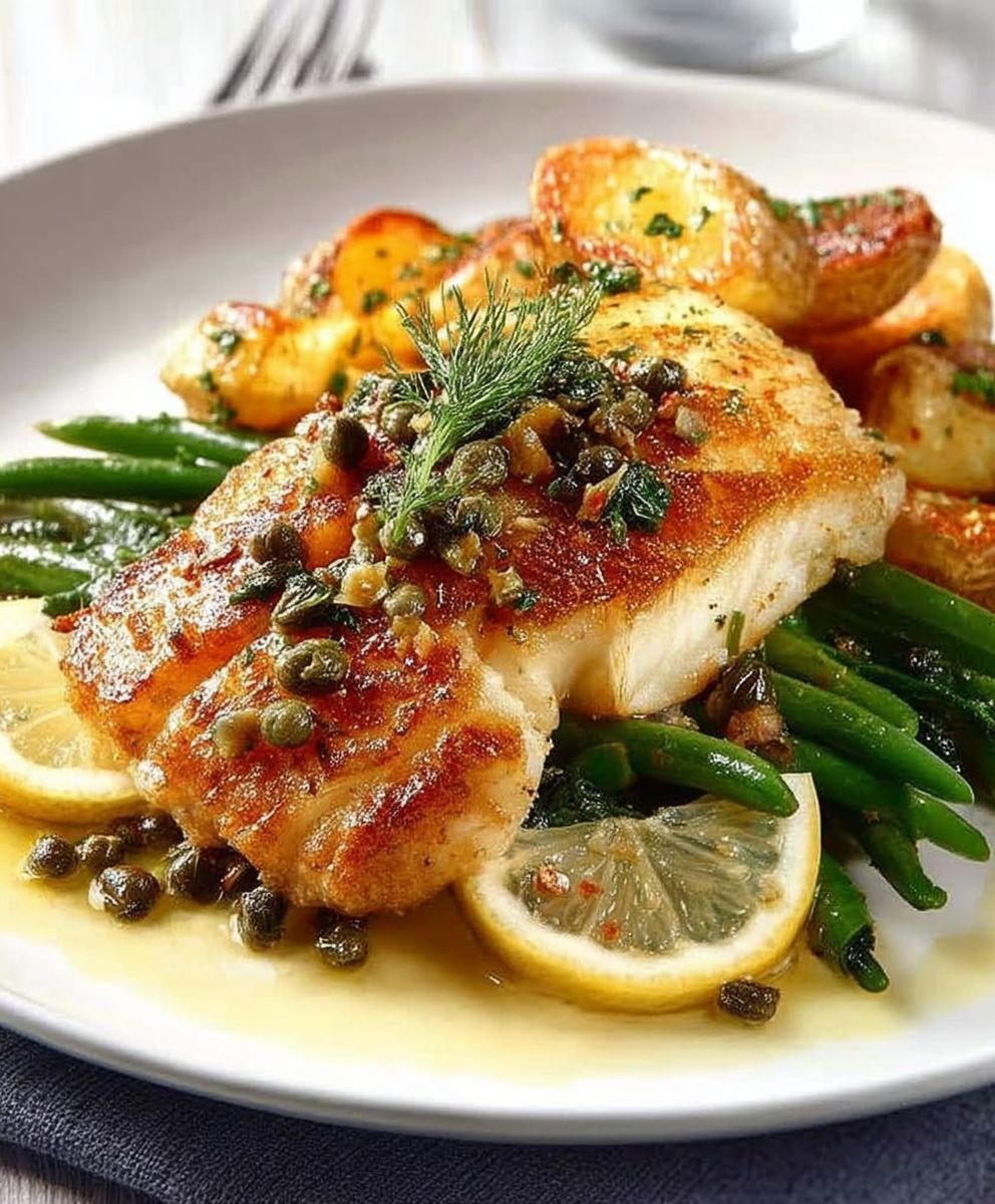 Fish Piccata Smashed Potatoes