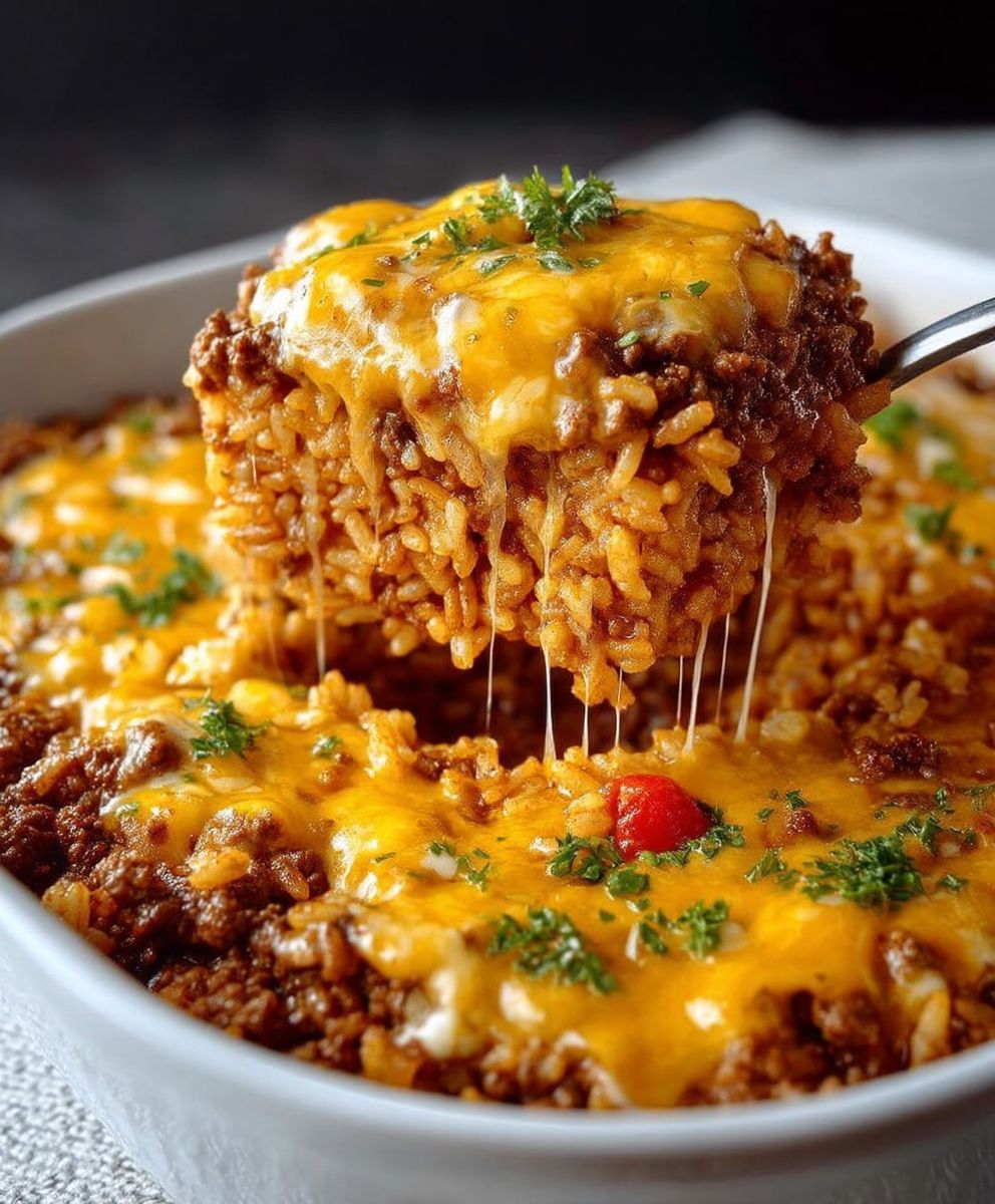 Cheesy Ground Beef Rice