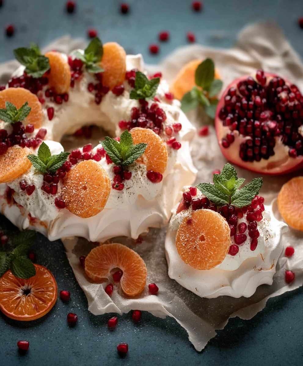 Pavlova Wreath Christmas Dessert