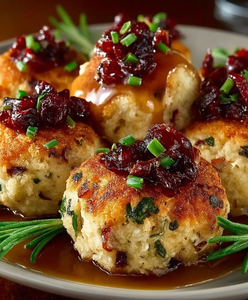 Cranberry turkey stuffing balls
