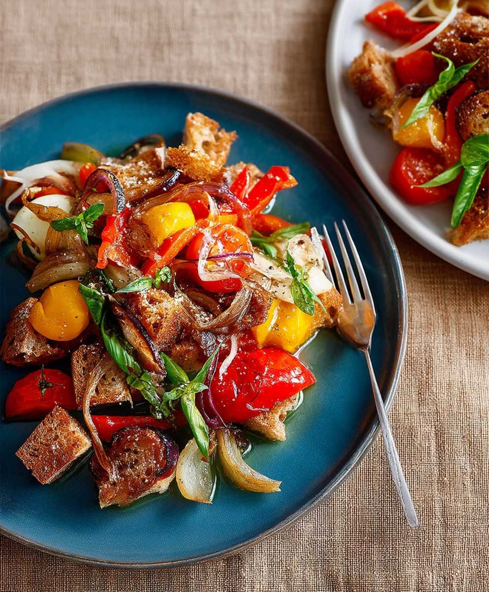 Healthy panzanella salad