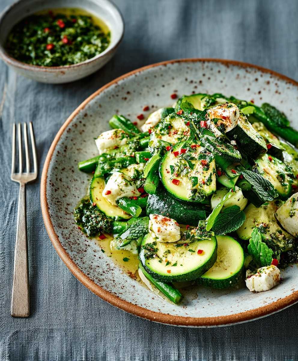 Courgette chimichurri salad