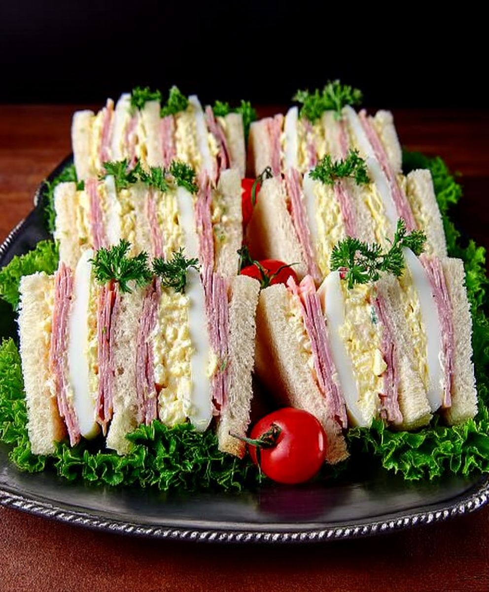 Ham and egg salad sandwiches