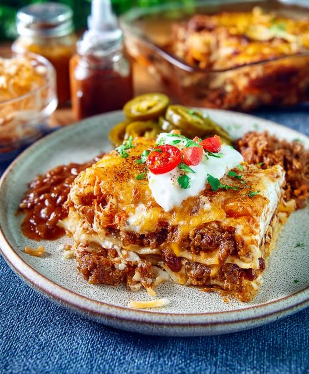 Mexican taco lasagna