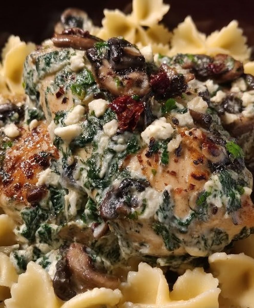 Chicken mushroom spinach skillet