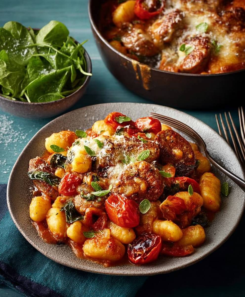 Mediterranean gnocchi sausage bake