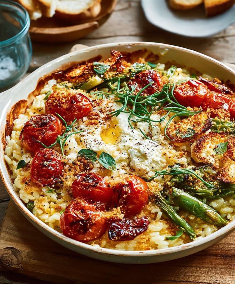 Cheesy oven baked risotto