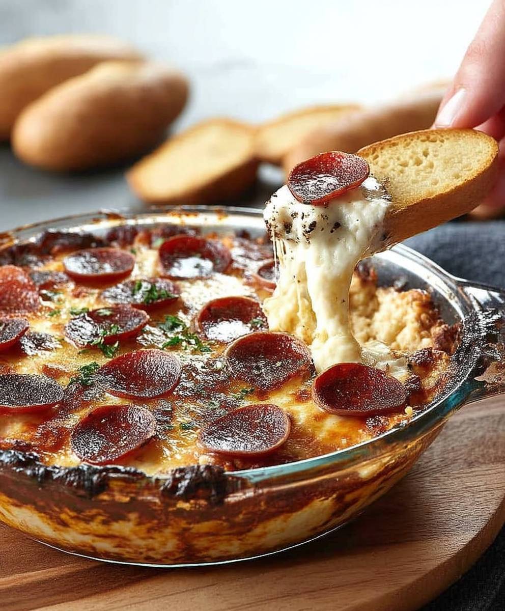 Mushroom Pepperoni Pizza Dip