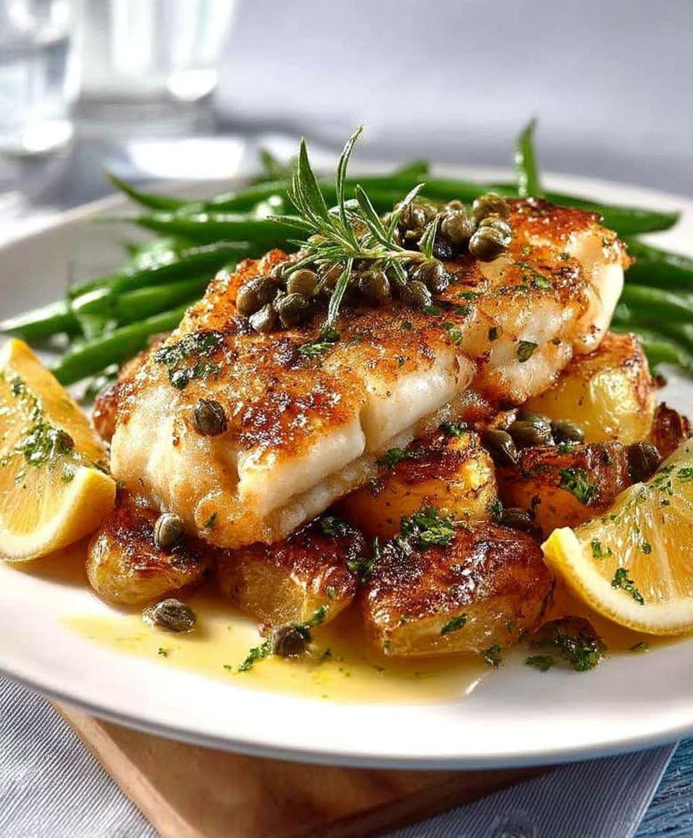 Fish Piccata Smashed Potatoes