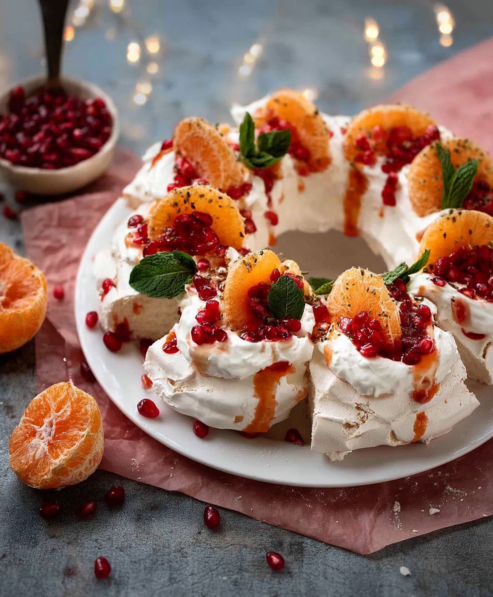 Pavlova Wreath Christmas Dessert