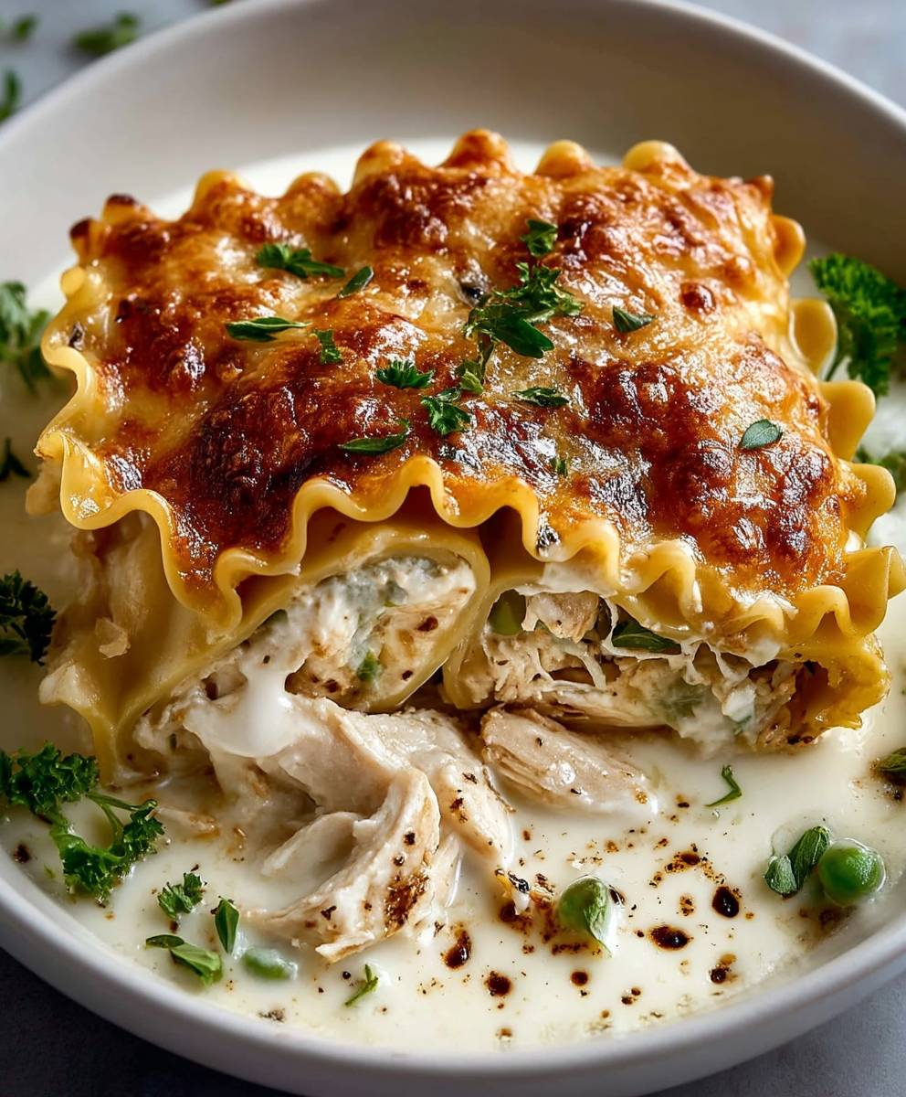 Chicken Alfredo Lasagna Roll Ups