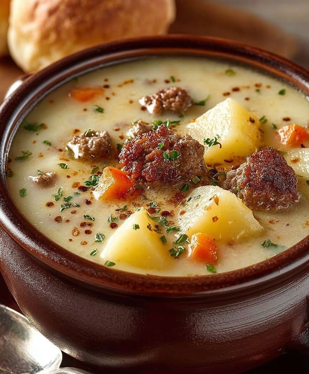 Crockpot potato hamburger soup