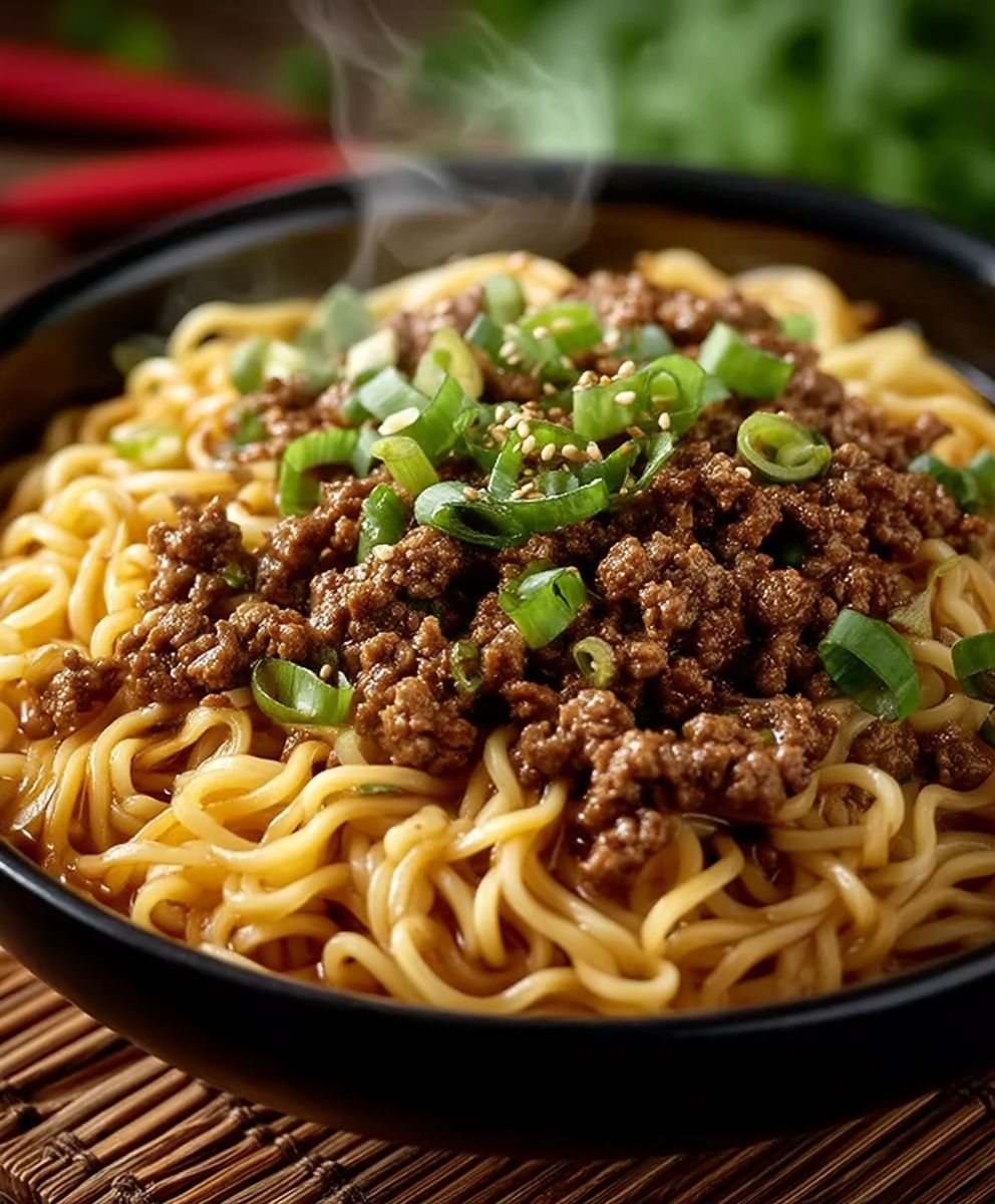 Mongolian ground beef noodles