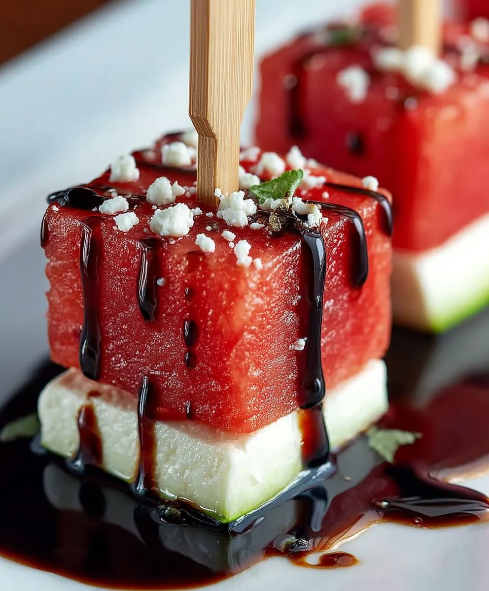 Watermelon feta appetizer bites