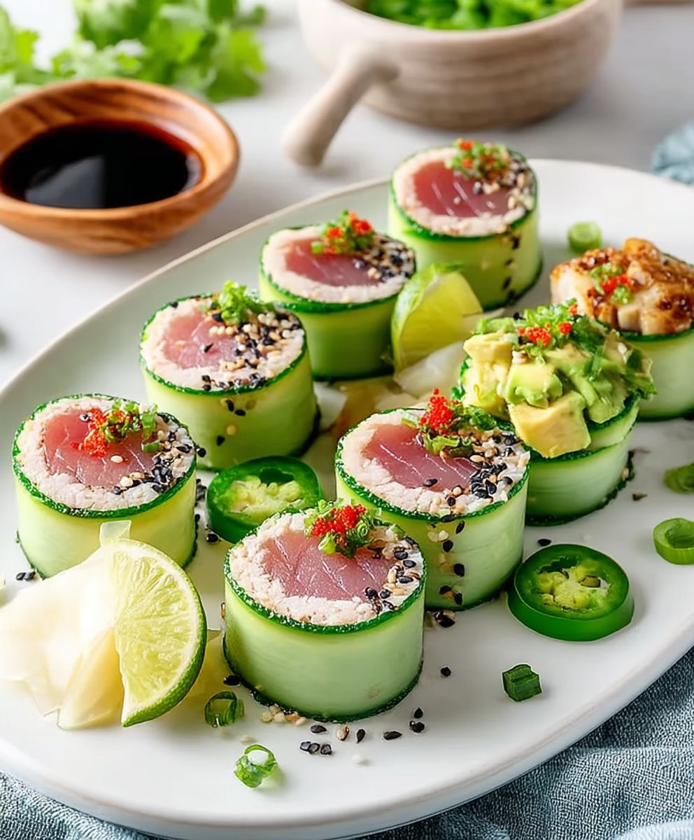 Cucumber Tuna Avocado Rolls