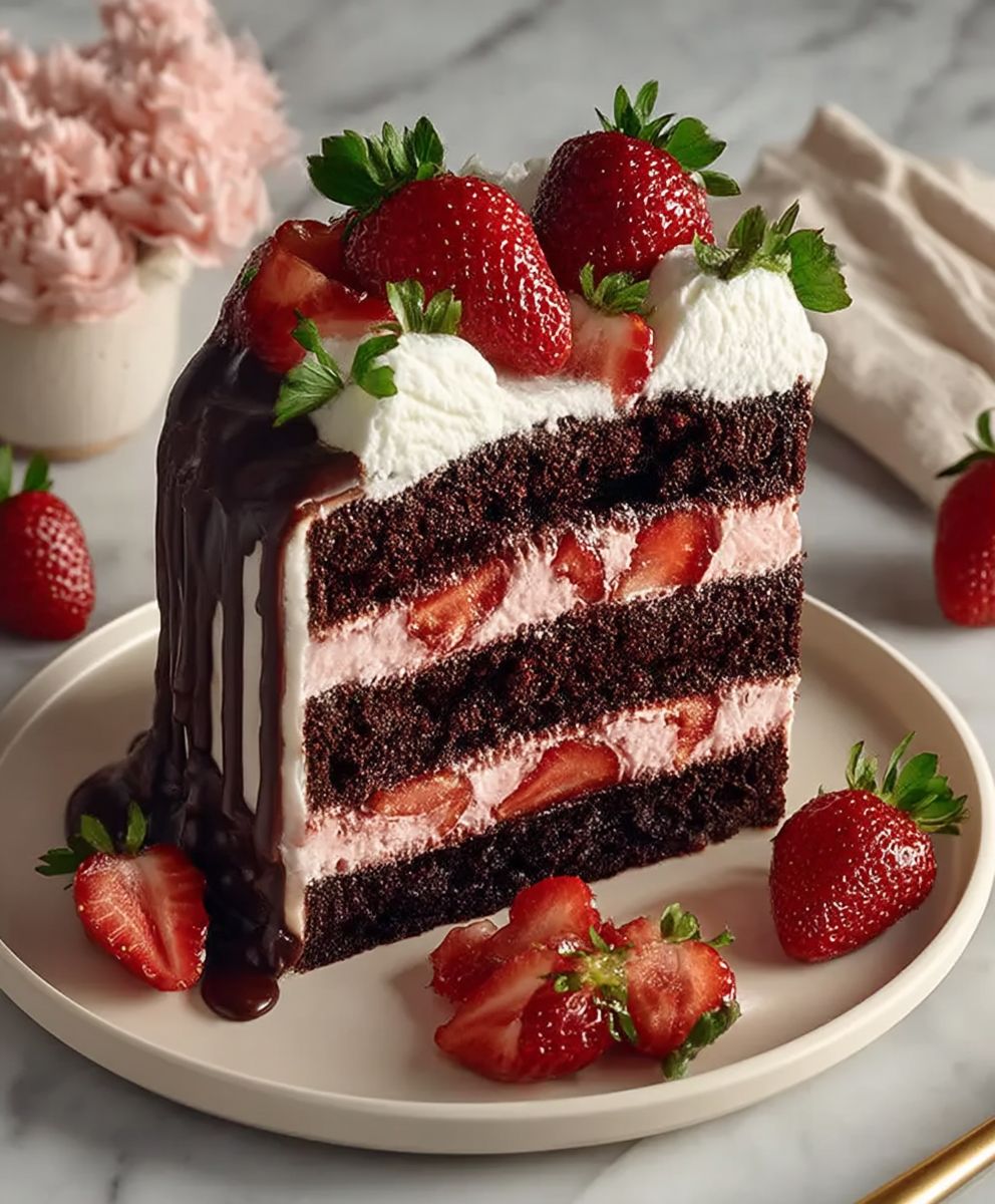 Strawberry Chocolate Layer Cake