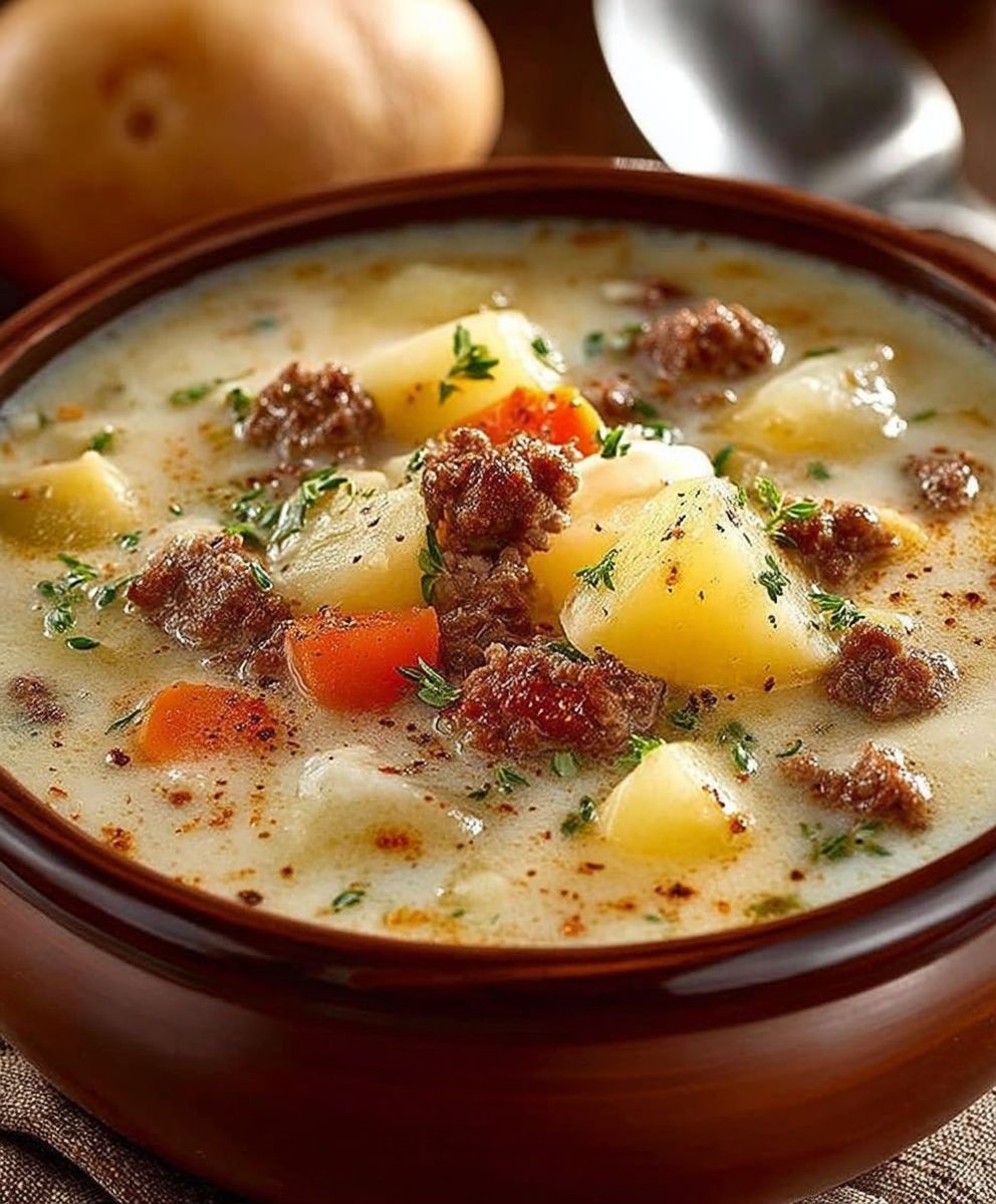 Crockpot potato hamburger soup